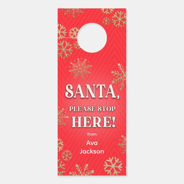Santa Stop Here Elegant Door Hanger (Front)