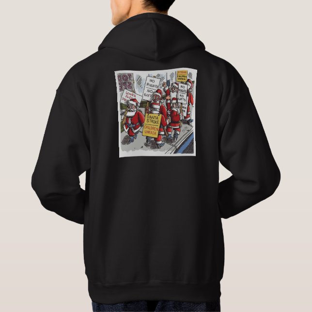 Santa Strike men black hooded sweatshirt back (Back)