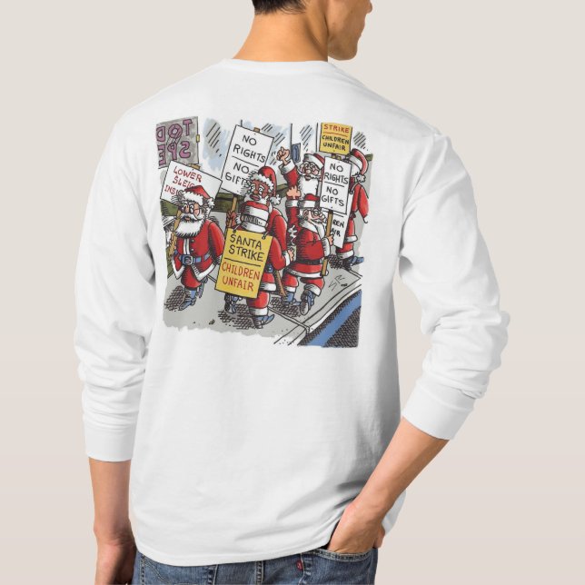 Santa Strike men white long sleeve shirt back (Back)
