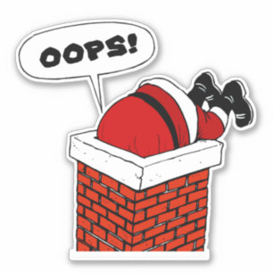 Santa Stuck in Chiminey Sticker