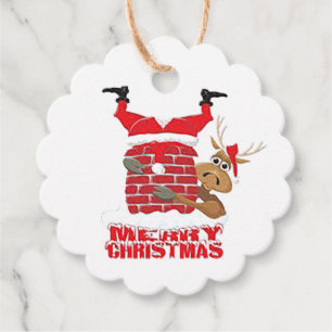 Santa Stuck in Chimney Favour/Gift Tag
