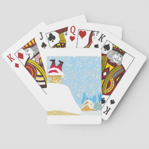 santa stuck in chimney playing cards