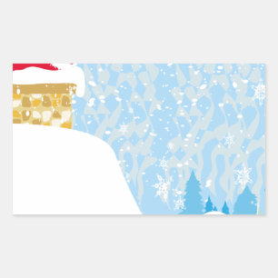 santa stuck in chimney rectangular sticker