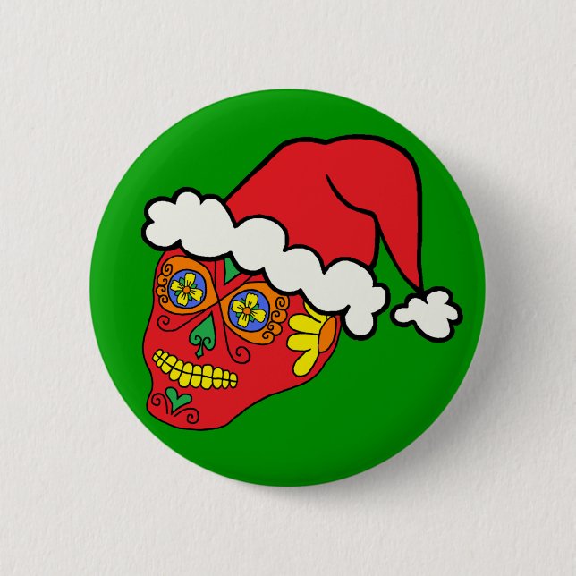 Santa Sugar Skull 6 Cm Round Badge (Front)