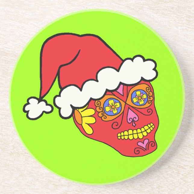 Santa Sugar Skull Coaster (Front)
