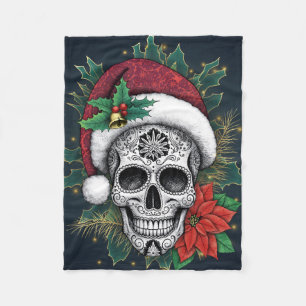 Santa Sugar Skull Fleece Blanket