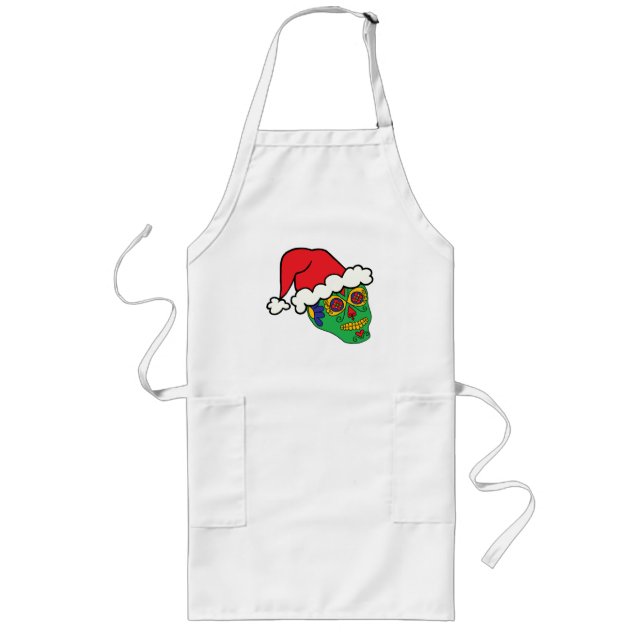 Santa Sugar Skull Long Apron (Front)