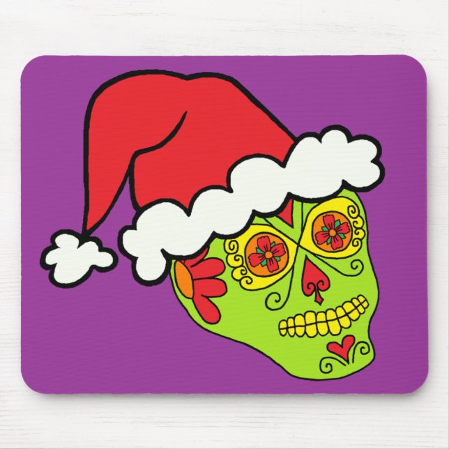 Santa Sugar Skull Mouse Pad (Front)