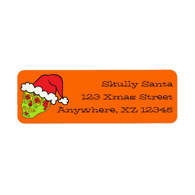 Santa Sugar Skull Return Address Label (Front)