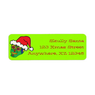 Santa Sugar Skull Return Address Label