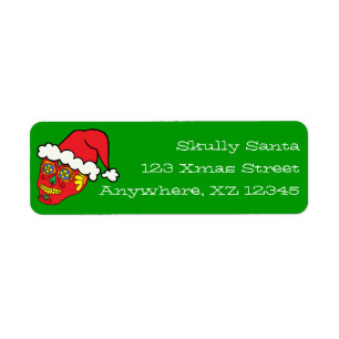 Santa Sugar Skull Return Address Label