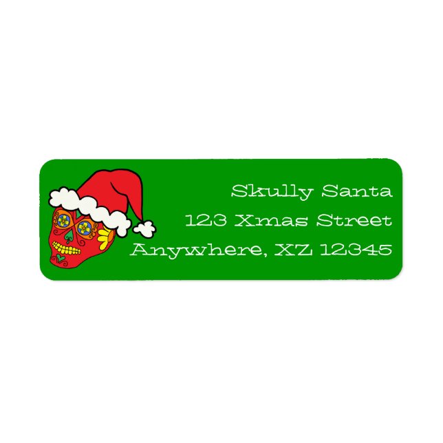 Santa Sugar Skull Return Address Label (Front)
