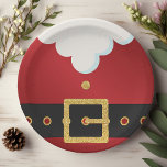 Santa Suit Belly Christmas Paper Plate<br><div class="desc">Cute Santa Suit paper plates. This design features the belly of Santa Claus with a gold glitter accented belt and Santa's beard. Perfect for your festive holiday Christmas dinner parties.</div>