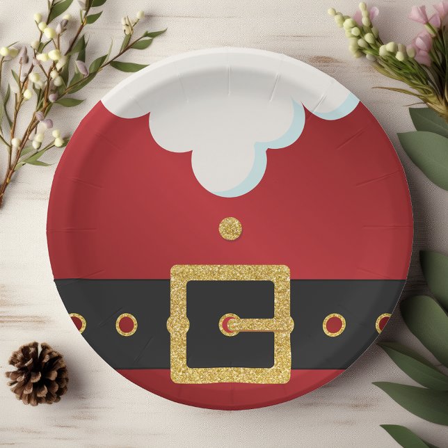 Santa Suit Belly Christmas Paper Plate (Creator Uploaded)