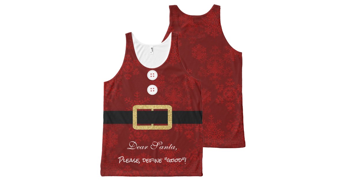 Santa Suit Christmas funny typography All-Over Print Singlet | Zazzle