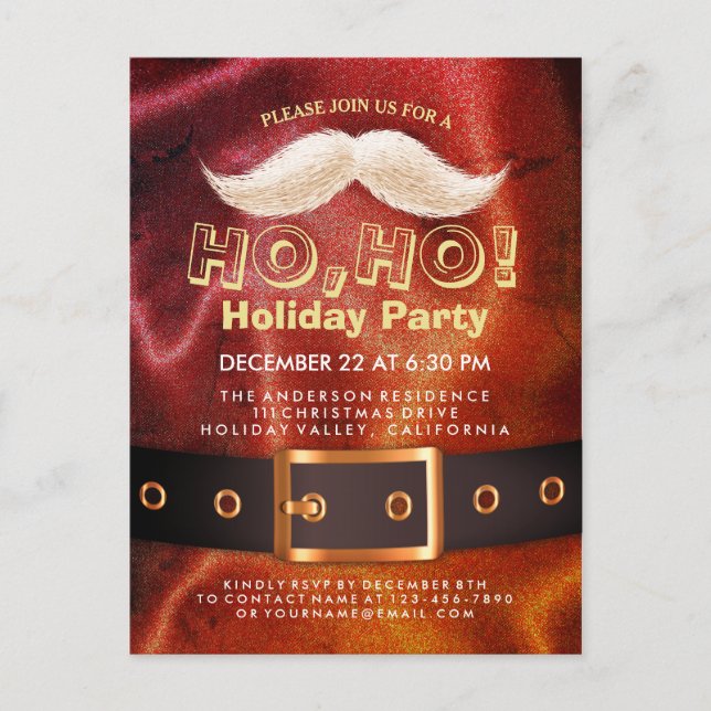 Santa Suit Christmas Ho, Ho, Holiday Party Invite (Front)