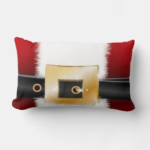 Santa Suit Christmas Holiday Plaid Decorative Lumbar Cushion