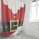 Santa Suit Christmas Shower Curtain<br><div class="desc">Add a touch of whimsy and holiday cheer to your bathroom with this fun Santa belly shower curtain. Featuring a close-up of Santa's jolly belly with a fluffy white beard and iconic red suit, this design is sure to bring a smile to everyone's face. Perfect for spreading Christmas spirit and...</div>
