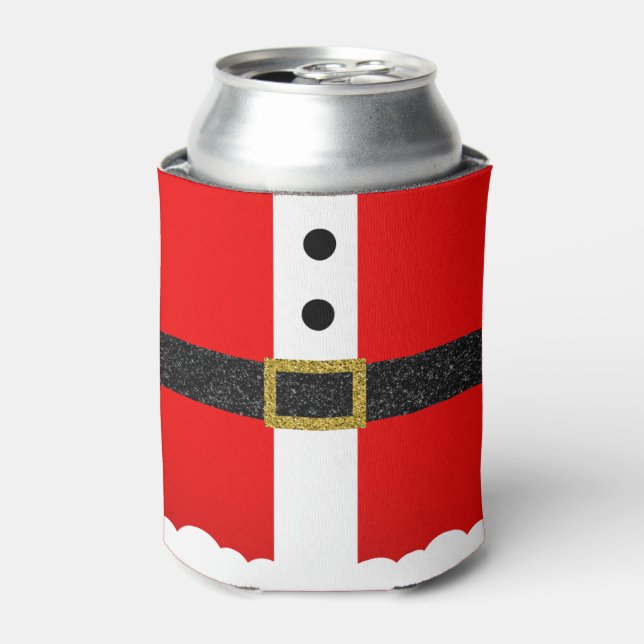 Santa Suit Glitter Belt Christmas Holidays Festive Can Cooler (Can Front)