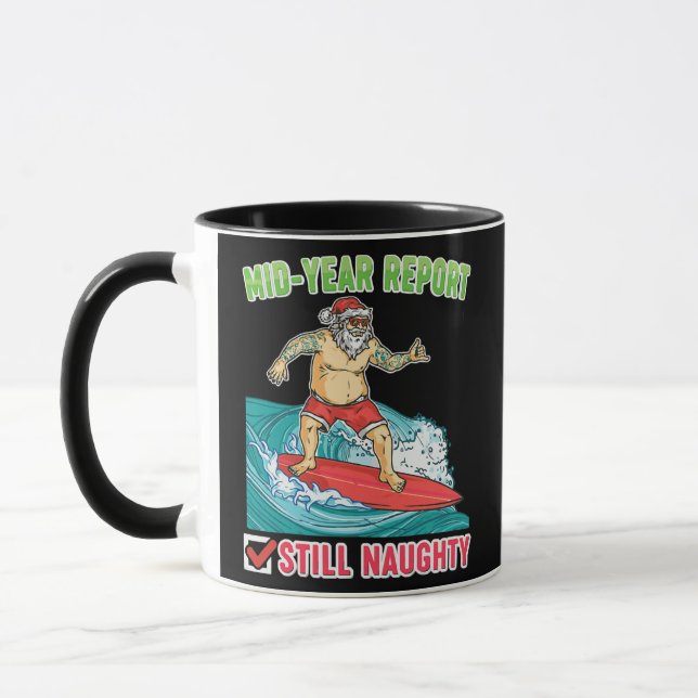 Santa Summer Christmas In July Mid Year Report Mug (Left)