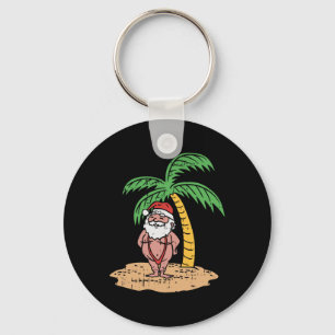 Santa Summer Swimsuit Funny Christmas In July Beac Key Ring