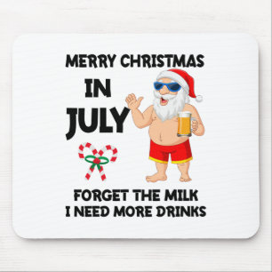 Santa Summer Vacation Beach Lovers Santa Christmas Mouse Pad