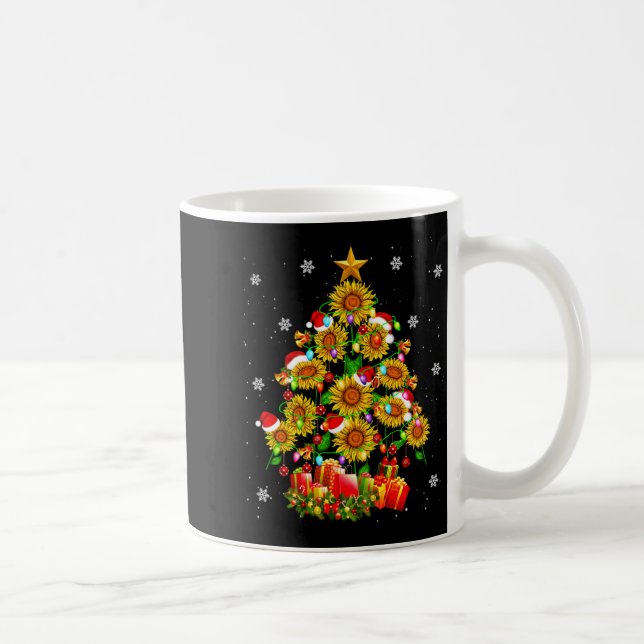 Santa Sunflower Christmas Tree Xmas Lights Santa S Coffee Mug (Right)