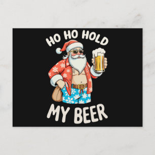 Santa Sunglasses Hold My Beer Christmas Xmas Holiday Postcard