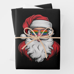 Santa Sunglasses Pride Christmas Pajama X-mas Gay Wrapping Paper Sheet