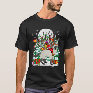 Santa Sunglasses Riding Cute Reindeer Siamese Cat  T-Shirt