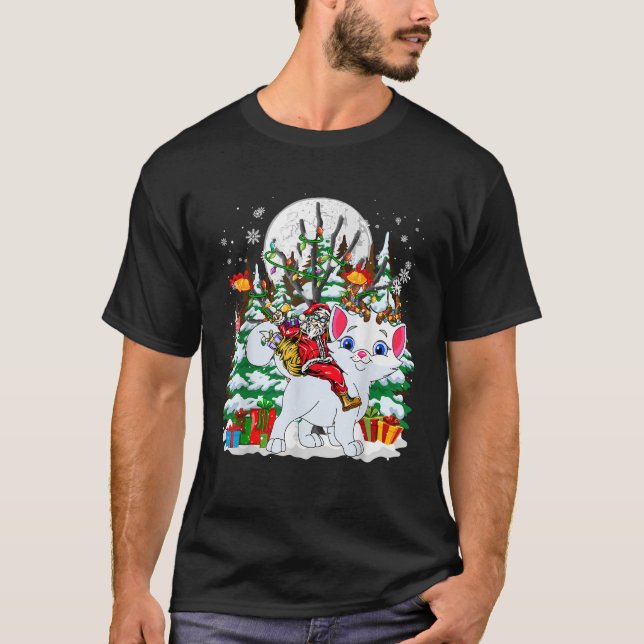 Santa Sunglasses Riding Cute Reindeer Turkish Ango T-Shirt (Front)
