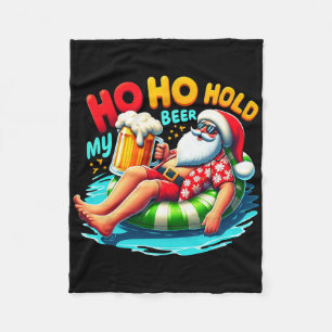 Santa Sungles Ho Ho Hold My Beer Christmas In July Fleece Blanket
