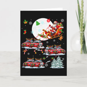 Santa Sungles Sleigh Reindeer Police Cars Christma Card