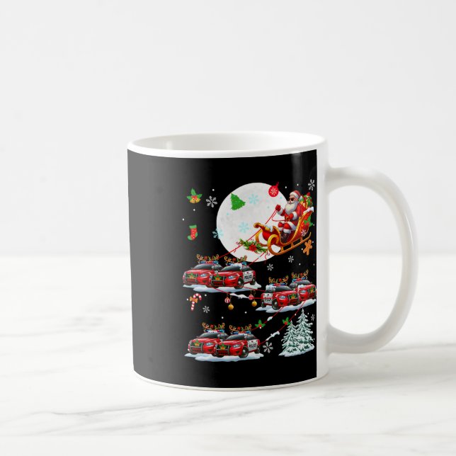 Santa Sungles Sleigh Reindeer Police Cars Christma Coffee Mug (Right)