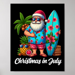 Santa Sungles Xmas Beach Tropical Christmas In Jul Poster
