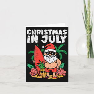 Santa Surfer Beach Christmas In July Funny Summer  Card