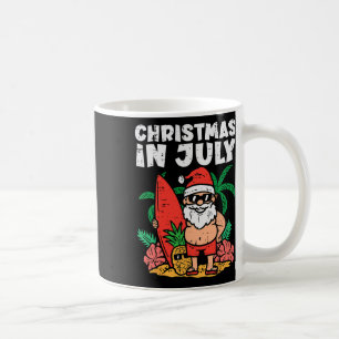 Santa Surfer Beach Christmas In July Funny Summer Coffee Mug