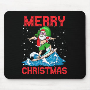 Santa Surfing A Gnarly Wave Kids Youth Surfers Haw Mouse Pad