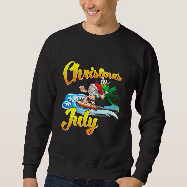 Santa Surfing Christmas In July Hawaiian Summer Ki Sweatshirt (Front)