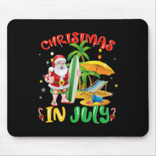Santa Surfing Christmas In July Santa Surfer Famil Mouse Pad