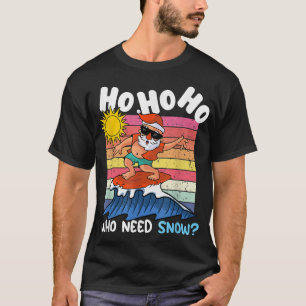 Santa Surfing Christmas In July Santa Surfer Famil T-Shirt