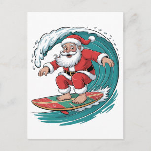 Santa Surfing Christmas Surf X-mas Festive Holiday Invitation Postcard
