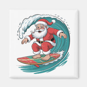 Santa Surfing Christmas Surf X-mas Festive Holiday Magnet