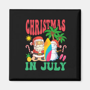 Santa Surfing Hawaiian Beach Christmas In July 202 Magnet
