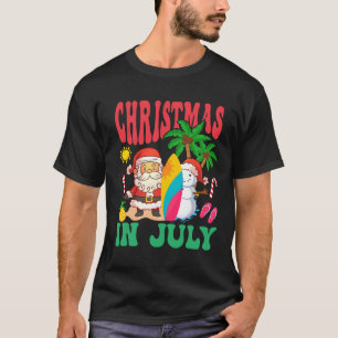 Santa Surfing Hawaiian Beach Christmas In July 202 T-Shirt