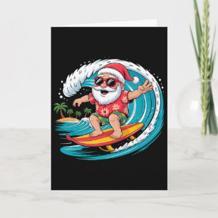 Santa Surfing Hawaiian Beach Christmas In July Tro Card