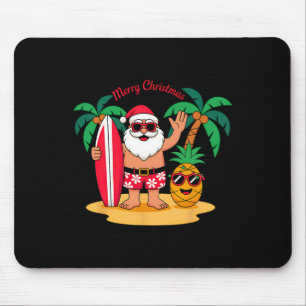 Santa Surfing Hawaiian Beach Christmas In July Tro Mouse Pad