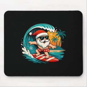 Santa Surfing Hawaiian Beach Christmas In July Tro Mouse Pad