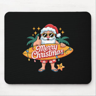 Santa Surfing Hawaiian Beach Christmas In July Tro Mouse Pad