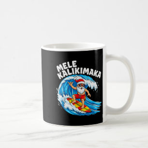 Santa Surfing Mele Kalikimaka Hawaiian Christmas  Coffee Mug